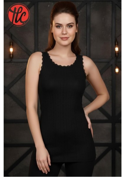 Kadın Kalın Askılı Hafif Rahat Ince ve Çok Yumuşak Jakarlı Dantelli Sıcak Tutan Termal Üst Içlik