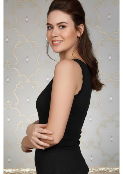 Kadın Kalın Askılı Hafif Rahat Ince ve Çok Yumuşak Jakarlı Dantelli Sıcak Tutan Termal Üst Içlik fırsatları