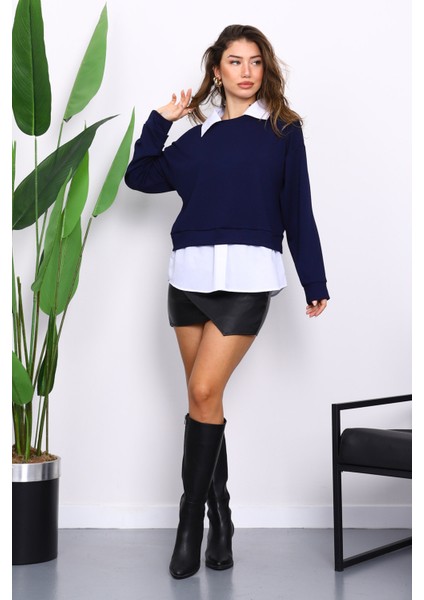 Lacivert Gömlek Garnili Modal Sweat fiyatları