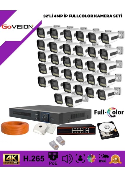 Go Vision 32'li Güvenlik 4mp Ip Kamera Seti