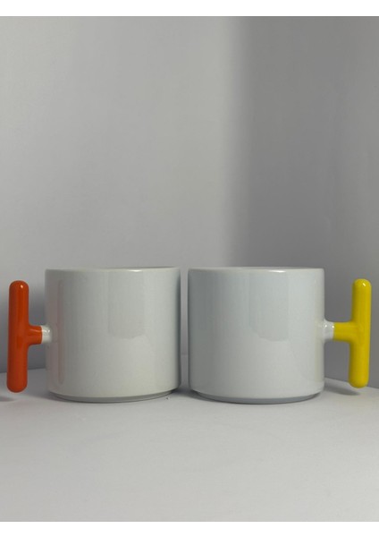 Kişiselleştirilebilir Renkli Kulplu Enerjik Tasarım Porselen Bardak | Yelkovanstudio indirimleri