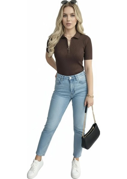 Kadın Kısa Kollu Triko Bluz