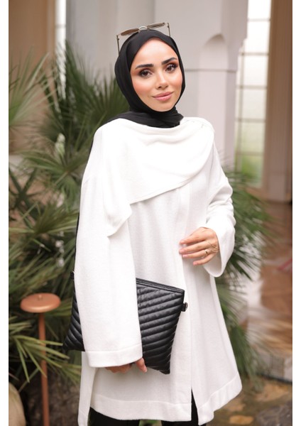 Ekru Şal Detaylı Dokulu Hırka modelleri