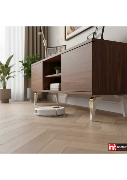 Salkım Ayak 19CM Beyaz-Altın(4 Adet)Mobilya Kanepe Sehpa Tv Ünitesi Koltuk Genç ve Çocuk Odası Ayağı