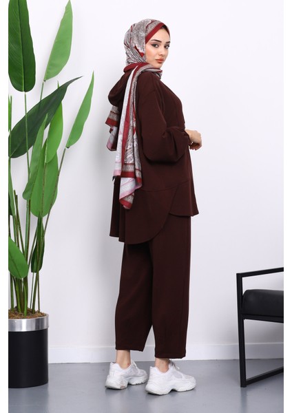 Bordo Yaka Çıtçıtlı Tunik Pantolonlu Takım fırsatları