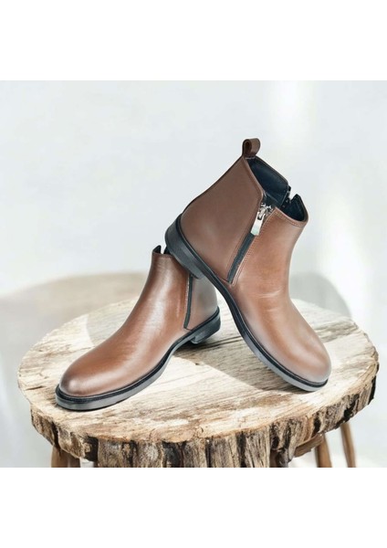 Daniel Ruffo T-510 Erkek Rahat Sıcak Astar Çift Fermuarlı Hakiki Deri Kışlık Bot