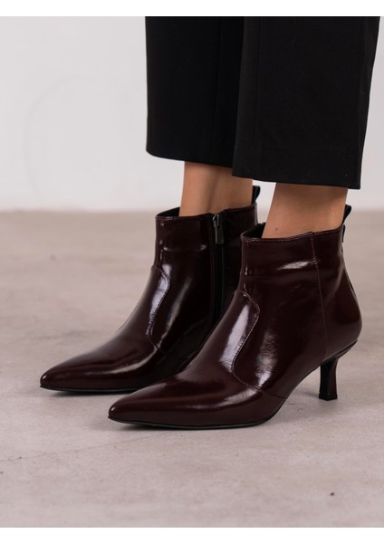 Akdor Bordo Rugan Hakiki Deri Kadın Bot