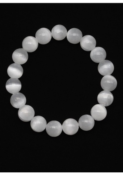 Selenit Doğal Taş Bileklik 10 mm Küre Kesim