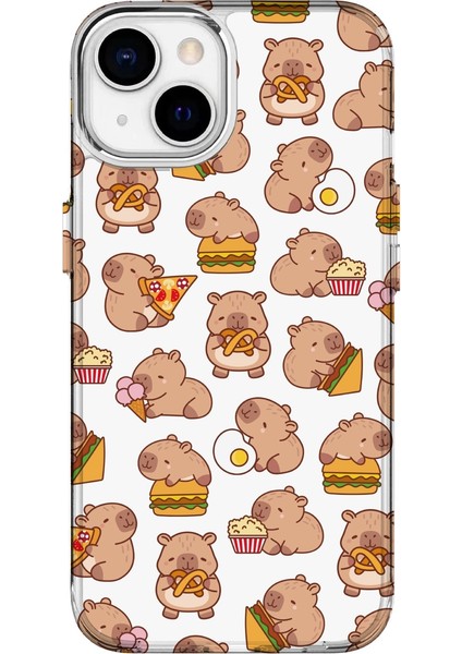 Apple iPhone 15 Özel Ayıcık Çizimli Baskılı Lüks Silikon Kılıf