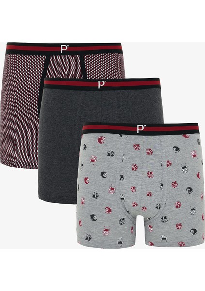 Erkek Organik Çizgili 3'lü Boxer