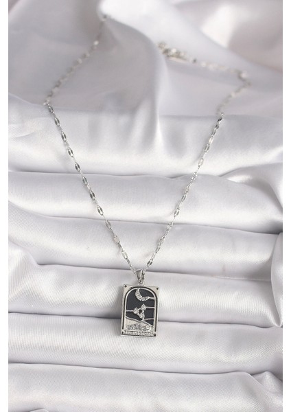 Bfs 316L Çelik Gümüş Renk Zirkon Taşlı Ay Figürlü Taror Model Kadın Kolye fiyatları