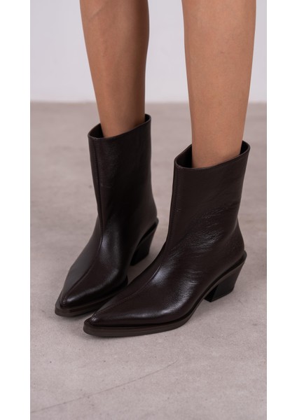 Piora Kahve Hakiki Deri Kadın Bot
