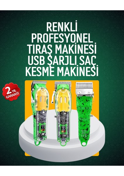 USB Şarjlı Şeffaf Gövdeli Saç Kesme Cihazı