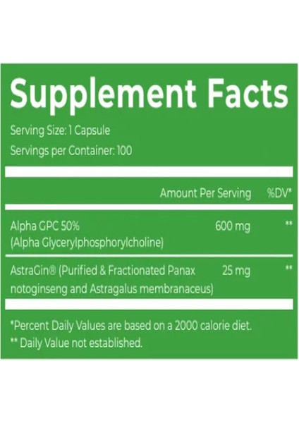 Alpha Choline Gpc 600 Mg – 100 Caps fiyatları