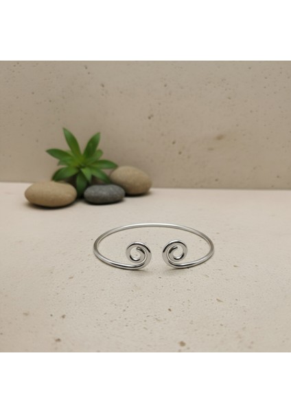 El Yapımı Saf Pirinç Spiral Pazı Bilekliği - Ayarlanabilir Kol Kelepçesi Armcuff - Boho Şık modelleri