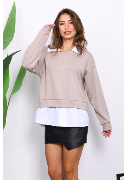 Taş Gömlek Garnili Modal Sweat modelleri