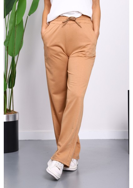 Bisküvi Bel Lastikli İki İplik Palazzo Eşofman Alt modelleri