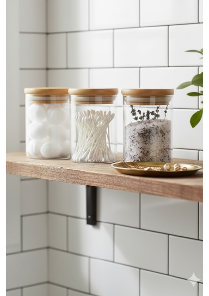 Mini Bambu Kapaklı Baharat Kavanozu - Cam Mutfak Düzenleyici 4 Adet 9x6 cm modelleri