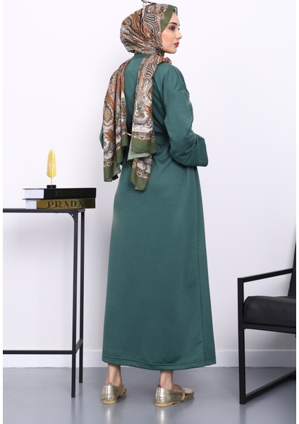 Zümrüt Yeşili İki İplik Modal Elbise modelleri