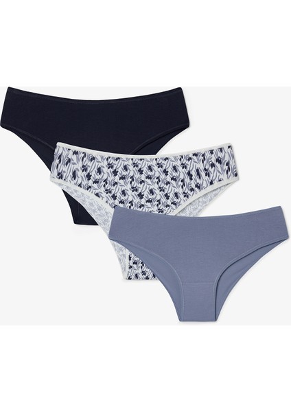 Blue Autumn Yaprak Desenli Düşük Bel 3'lü Slip Külot