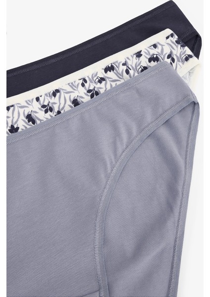 Blue Autumn Yaprak Desenli Düşük Bel 3'lü Slip Külot