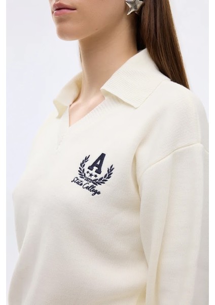 Arma Detaylı V Yaka Kolej Kazak