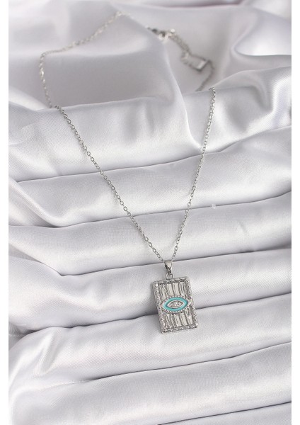 Bfs 316L Çelik Gümüş Renk Zincir Göz Işlemeli Madalyon Model Kadın Kolye fiyatları