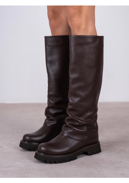 Ylva Kahve Hakiki Deri Kadın Çizme modelleri
