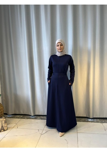 Lacivert Scuba Elbise
