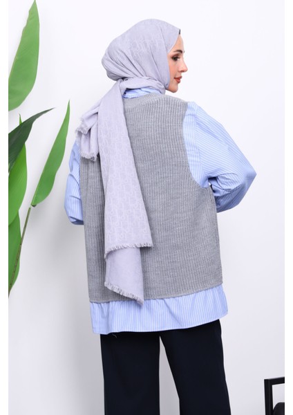 Gri Triko Garnili Gömlek fırsatları