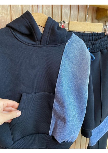 Kot Garnili Çımalı Tarz Kapüşonlu Kız Çocuk Takım fiyatları