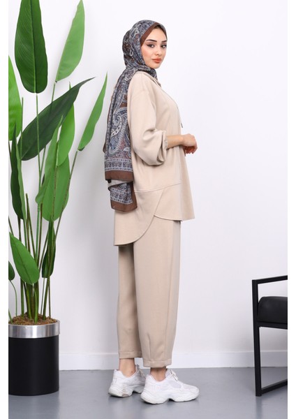 Taş Yaka Çıtçıtlı Tunik Pantolonlu Takım fırsatları