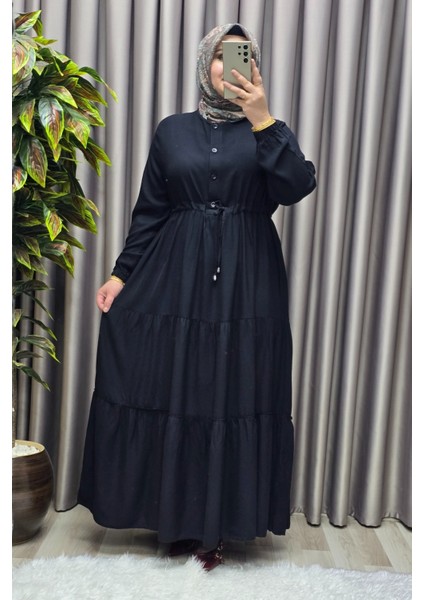 Kadın Tesettür Giyim Büyük Beden Üç Katlı Elbise
