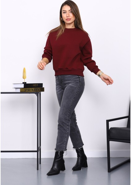 Mürdüm Bisiklet Yaka Üç İplik Sweat fiyatları