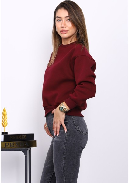 Mürdüm Bisiklet Yaka Üç İplik Sweat fırsatları