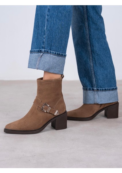 Pulina Camel Süet Hakiki Deri Kadın Bot modelleri