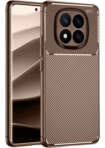 Yzlal Newface Xiaomi Redmi Note 14 Pro 5g Kılıf Auto Focus Karbon Kapak - Kahverengi