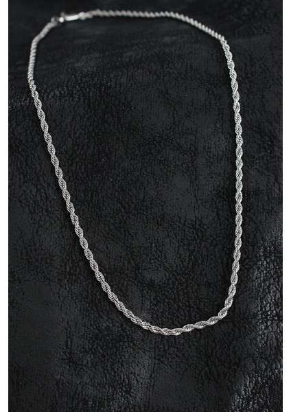 Bfs 316L Çelik Burgu Zincir Model Gümüş Renk Erkek Kolye