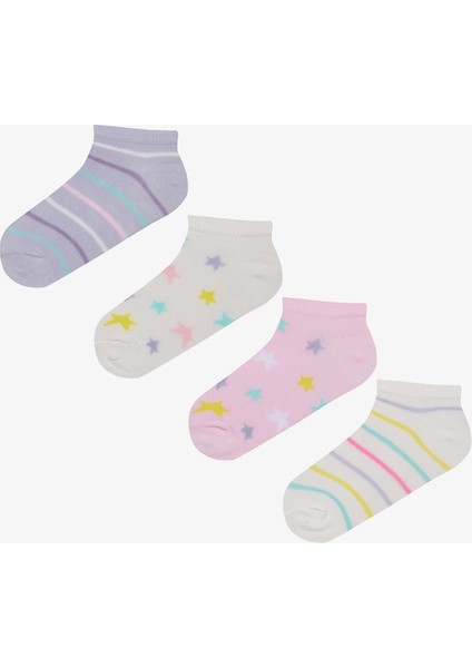 Kız Çocuk Star 4lü Çok Renkli Patik Çorap