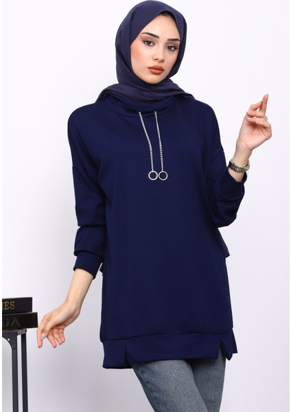 Lacivert Yaka Detaylı Modal Tunik modelleri