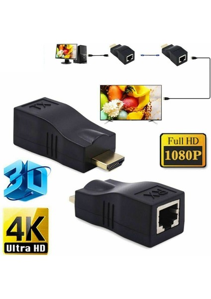 4K HDMI Extender Uzatıcı - 30 Metre - Cat5 Cat6 Üzerinden HDMI Uzatma fırsatları