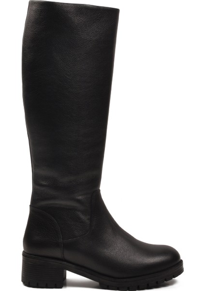 Siyah Hakiki Deri Kaymaz Taban Kadın Çizme 26900-1 Z fiyatları