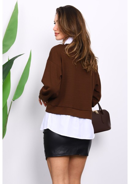 Kahverengi Gömlek Garnili Modal Sweat fırsatları