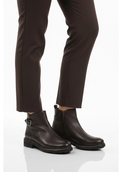 Kahve Hakiki Deri Kaymaz Taban Kadın Bot Premium 20913-1 Z modelleri