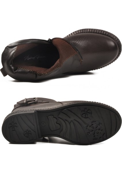 Kahve Hakiki Deri Kaymaz Taban Kadın Bot Premium 20913-1 Z indirimleri