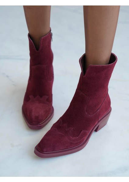 Krowe Bordo Süet Hakiki Deri Kadın Bot fiyatları