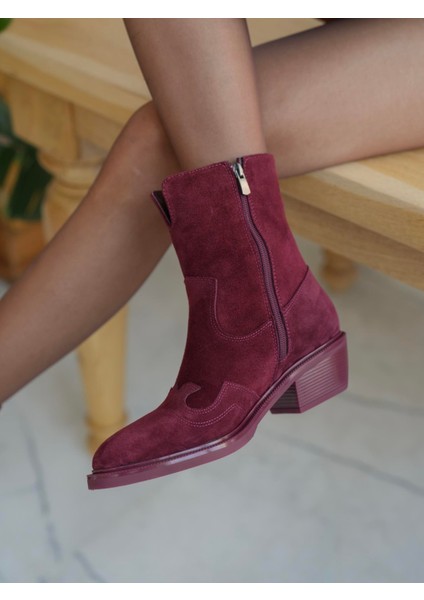 Krowe Bordo Süet Hakiki Deri Kadın Bot fırsatları