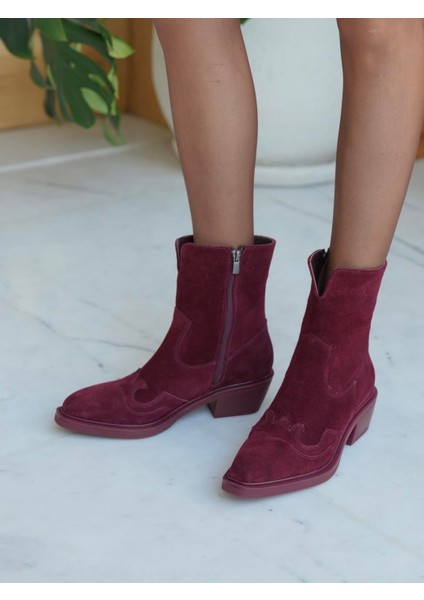 Krowe Bordo Süet Hakiki Deri Kadın Bot indirimleri