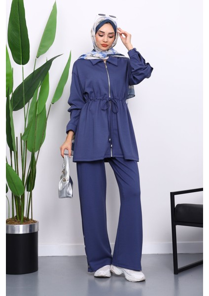 İndigo Çıtçıt Detaylı Tunik Pantolonlu Modal Takım fiyatları