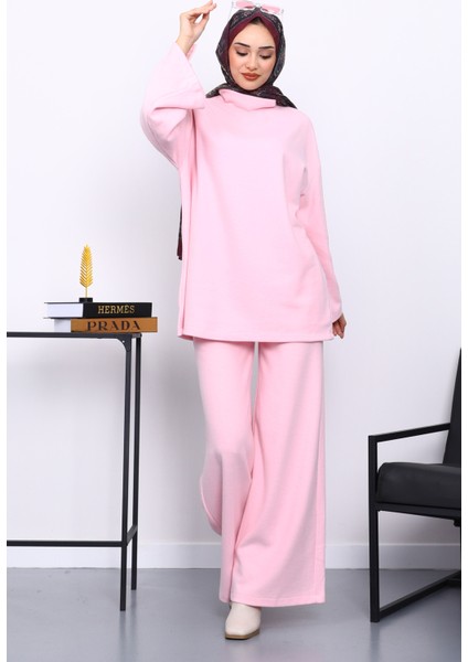 Pembe Kol Düğme Detaylı Tunik Pantolonlu Takım fiyatları